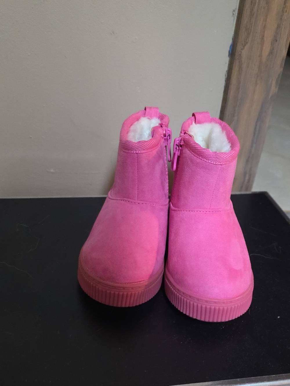 Cat & Jack Bright Pink Faux-Suede Kids Zip Booties